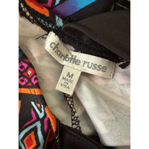 Charlotte Russe BOHO Women's Tribal Design Cage Back Bodycon Mini Dress Size M - Picture 2 of 4